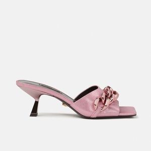 MEDUSA CHAIN MID-HEEL SUEDE MULES